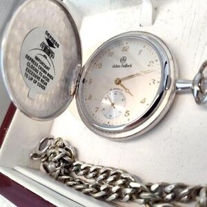 💋Dulan Bulluck Swiss 17 Jewel Pocket Watch  Brand New Silver/Gold